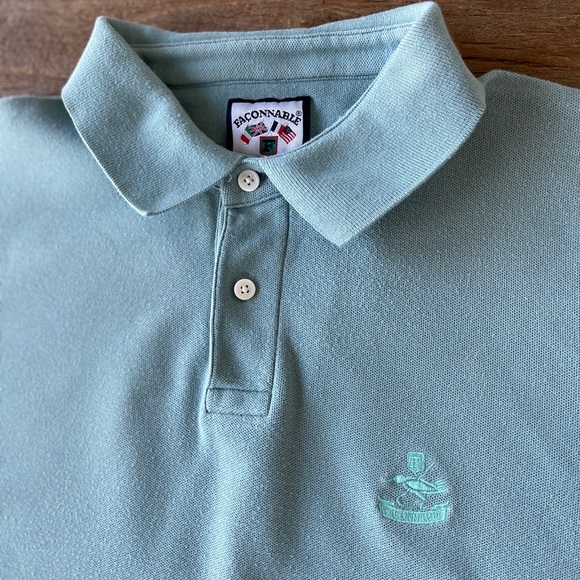 Faconnable Club Polo Shirt Mens Large Short Sleeve Casual Cotton Blue Golf Logo - Picture 2 of 5